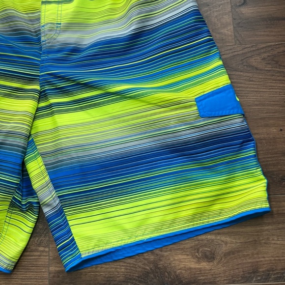 Nike Men's Cargo Swim Trunks Blue Yellow Pocket Lined Drawstring Surf Shorts XL - Picture 4 of 13